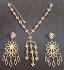 VTG Gold Filigree Celestial Starburst Chandelier Festoon Statement Jewelry Set — photo 2