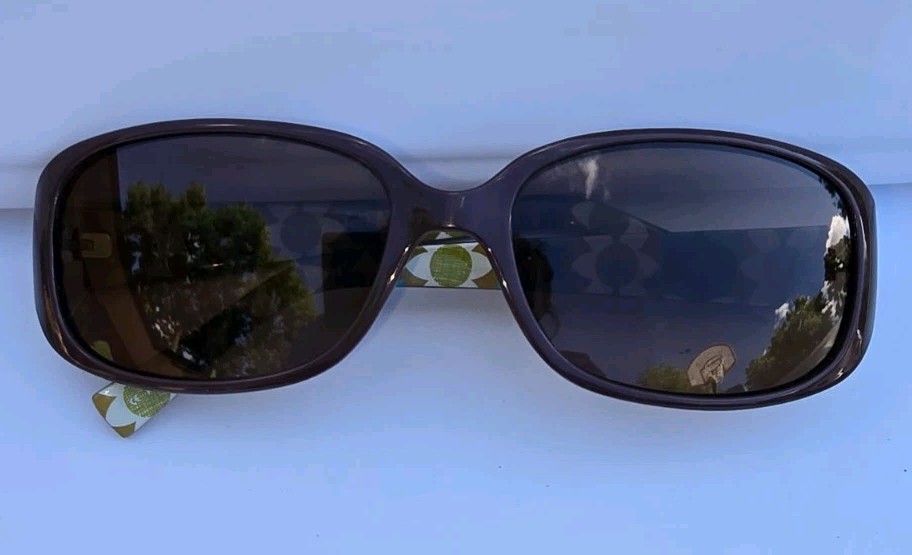 2010s Fossil Carly Rectangle Brown Tinted Sunglasses