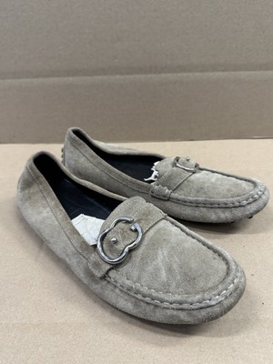 Gucci Sachalian Driving Loafers Sport Khaki Shoes size 38.5 Suede Leather