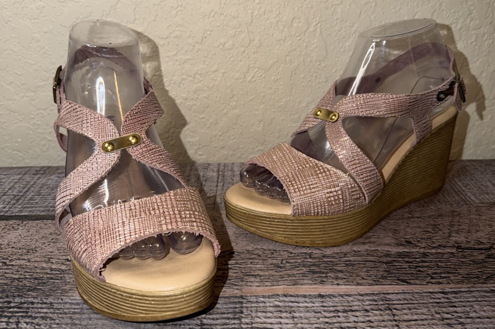 Sandalias de cuña L'Artiste Spring Step de cuero rosa oro rosa EU 38 talla 7-7,5