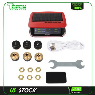 Red RV Tire Pressure Sensor 1PC TPMS Solar Monitor 6PC Sensors W/Alarm Modes