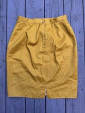 Vintage Knee Length Women  s Mustard Skirt 100 Wool With Button Front