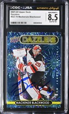2021-22 UPPER DECK DAZZLERS #DZ-78 MACKENZIE BLACKWOOD SIGNED CARD CGC JSA 8.5