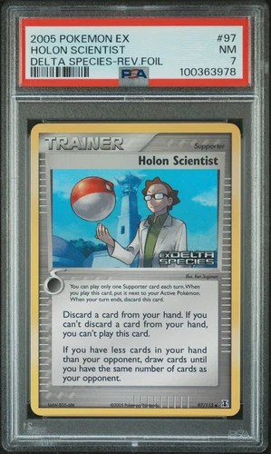 2005 Pokémon EX Delta Species Reverse Foil Holon Scientist #97 PSA 7 NM • POP 1
