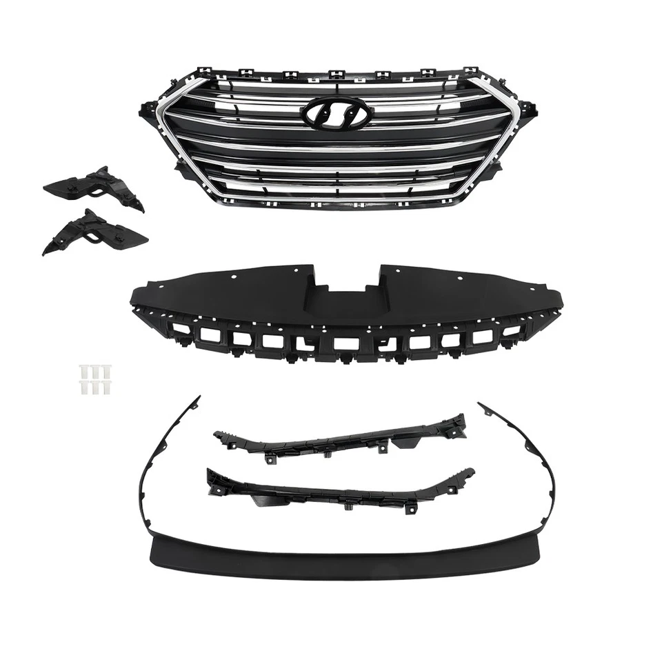 7pcs Grill+Radiator Cover+Bumper Lid+4 Bracket Set For Hyundai Elantra 2017 2018 Foto 2 de 4