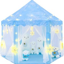 Frozen Princess Tent with Large Snowflake Lights for Girls Age 4-7, Kids Play...