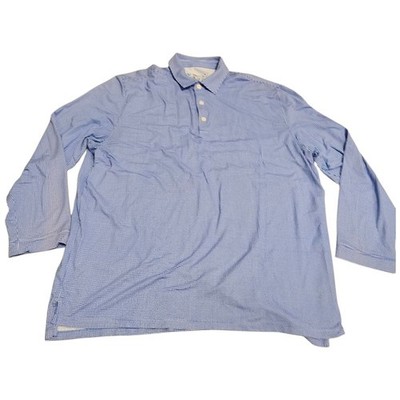 Ibkul Men's Blue Checkered Long Sleeve Preformance Polo Shirt. Sz. XXL