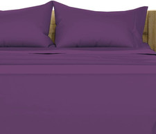 Luxury 1000 Thread Count Egyptian Cotton Queen Sheet Set - Plum, 15" Deep Pocket