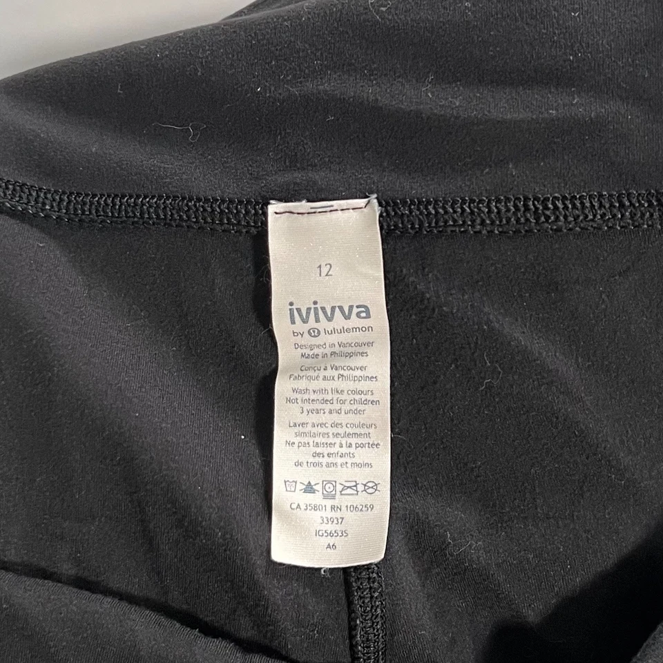 Ivivva by Lululemon Niñas Negro Ropa Activa Jogger Leggings Juveniles Talla 12 Foto 2 de 4