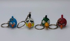Lot 4 Angry Birds Keychains Backpack Zipper Pull White Green Red Blue Figure A