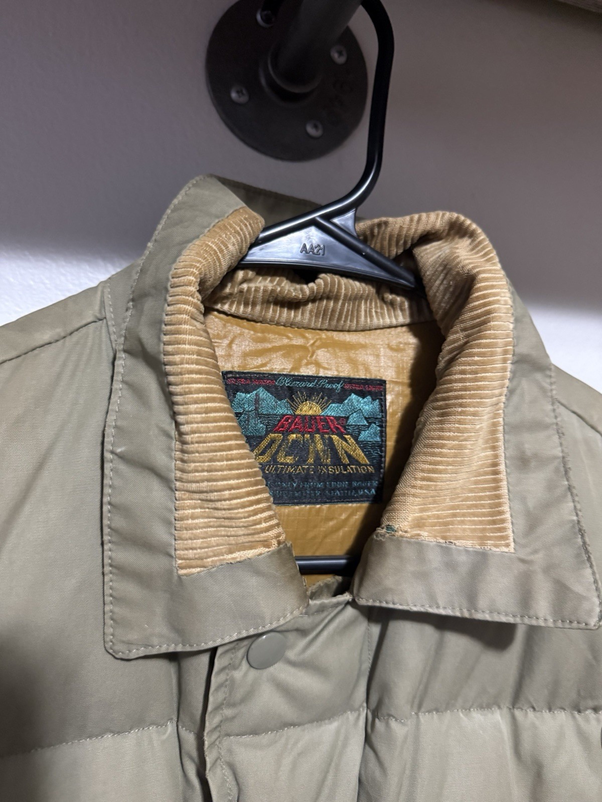 Vintage 50s Eddie Bauer Goose Down Corduroy Collar Jacket Mens Large Rare Flaws image 2