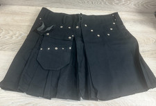 Utilikilt Men  s Workman Duck Cloth Cotton Kilt Black Silver Snaps 47 x 23 Large