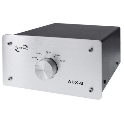Dynavox AUX-S HiFi Eingang Umschalter Silber, Eingangs-Erweiterung mit 5 x Cinch