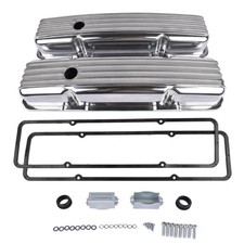 Polished Aluminum Finned Short Valve Cover Fits For Sbc Small Block Chevy 350 19 Polished Aluminum Finned Short Valve Cover Fits For Sbc Small Block Chevy 350 19