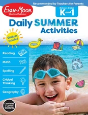 Evan-Moor Daily Summer Activities, Grade K-1 Workbook, Stickers, Prevent Lea...