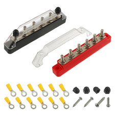BOJACK 12V Bus Bar 6 X 1/4”(M6) Post, 12 Volt Battery Power Distribution Block w