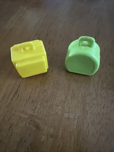 VTG fisher Price Little People Luggage 2 Suitcases Air Port Yellow Green