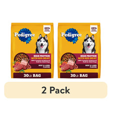 2 pack Pedigree High Protein Adult Dry Dog Food, Beef and Lamb Flavor, 30 lb