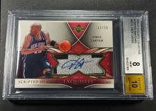 VINCE CARTER 2006 UD EXQUISITE SWATCHES 3-COLOR PATCH AUTO /25 BGS 8 10 NBA HOF