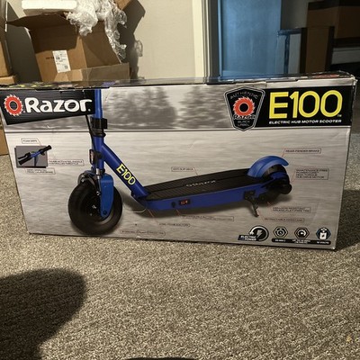 Razor Black Label E100 Electric Scooter - Blue Up to 10 MPH 8 Pneumatic