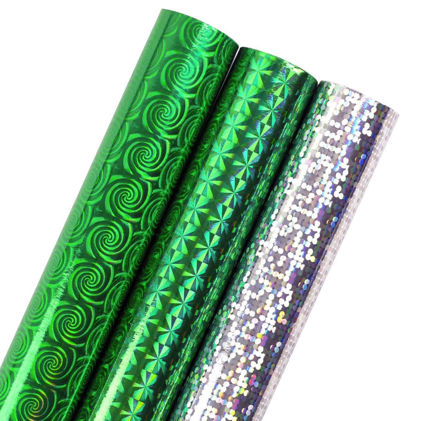 Roll, Green Spiral Swirls & Stars/silver Sequins Pri