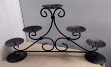 Black Metal 5 Pillar Scroll Candle Holder Candelabra Fireplace Wedding 30" x 15"