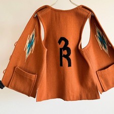 Vintage 1960s 1970s Ortega's Terracotta Silver Concho Button Chimayo Vest 42