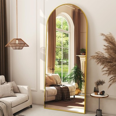56'' x21 Arched Full Length Mirror Floor Mirrors with Aluminum Alloy Frame Free-