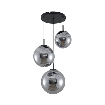 Lindby Teeja Hängeleuchte 3 Glaskugeln Leuchte Lampe Hängeleuchte IP20 rauchgrau