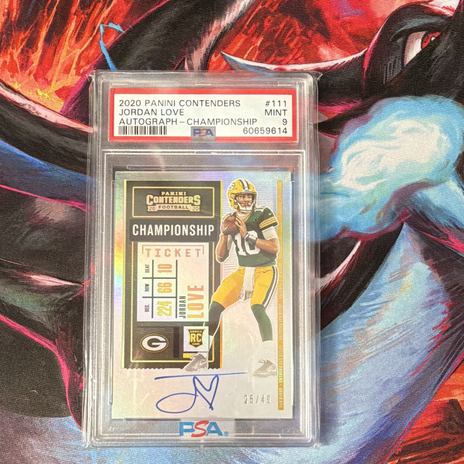 Panini 2020 Contenders Jordan Love Rookie Auto PSA 9 Championship Ticket /49 view 1