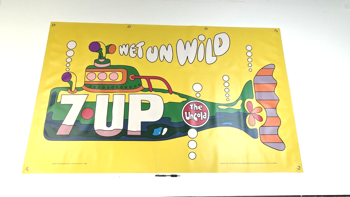 7up Mod 60's art Wet Un Wild Vintage-Style Submarine Banner