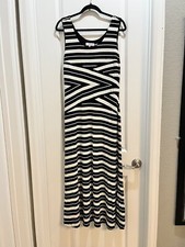 Calvin Klein Maxi Dress Black/white Stripe Sleeveless Large Armpit To Armpit 19”