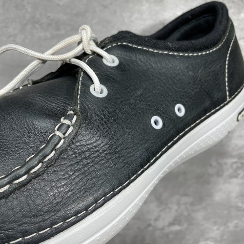 Crocs Men's Shoes Loafers Lace Up Boat Shoes Black Leather Size 11 - Picture 11 of 14