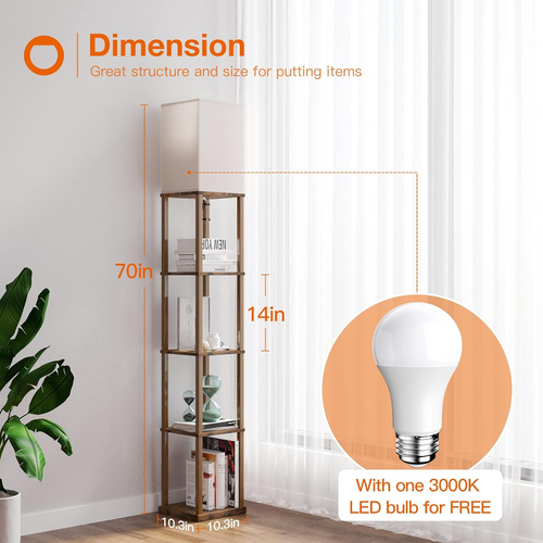 Floor Lamp with Shelves, 5-Tier Modern Shelf Floor Lamp with 3CCT LED Bulb, Disp - Picture 7 of 12