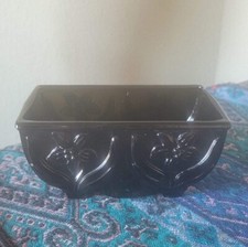 VTG FLORAL BLACK AMETHYST DEPRESSION GLASS PLANTER POT 657 USA L E SMITH? RARE