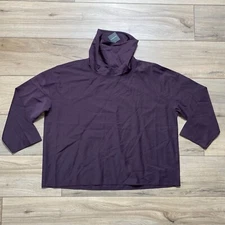 Club Monaco Women's Funnel Neck Wool Blend Top Boxy Cropped Fit Small Purple