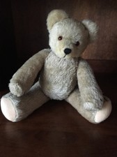 Antique 18" Teddy Bear Tan Fur Felt Pads Jointed Head Arms Legs stuffed