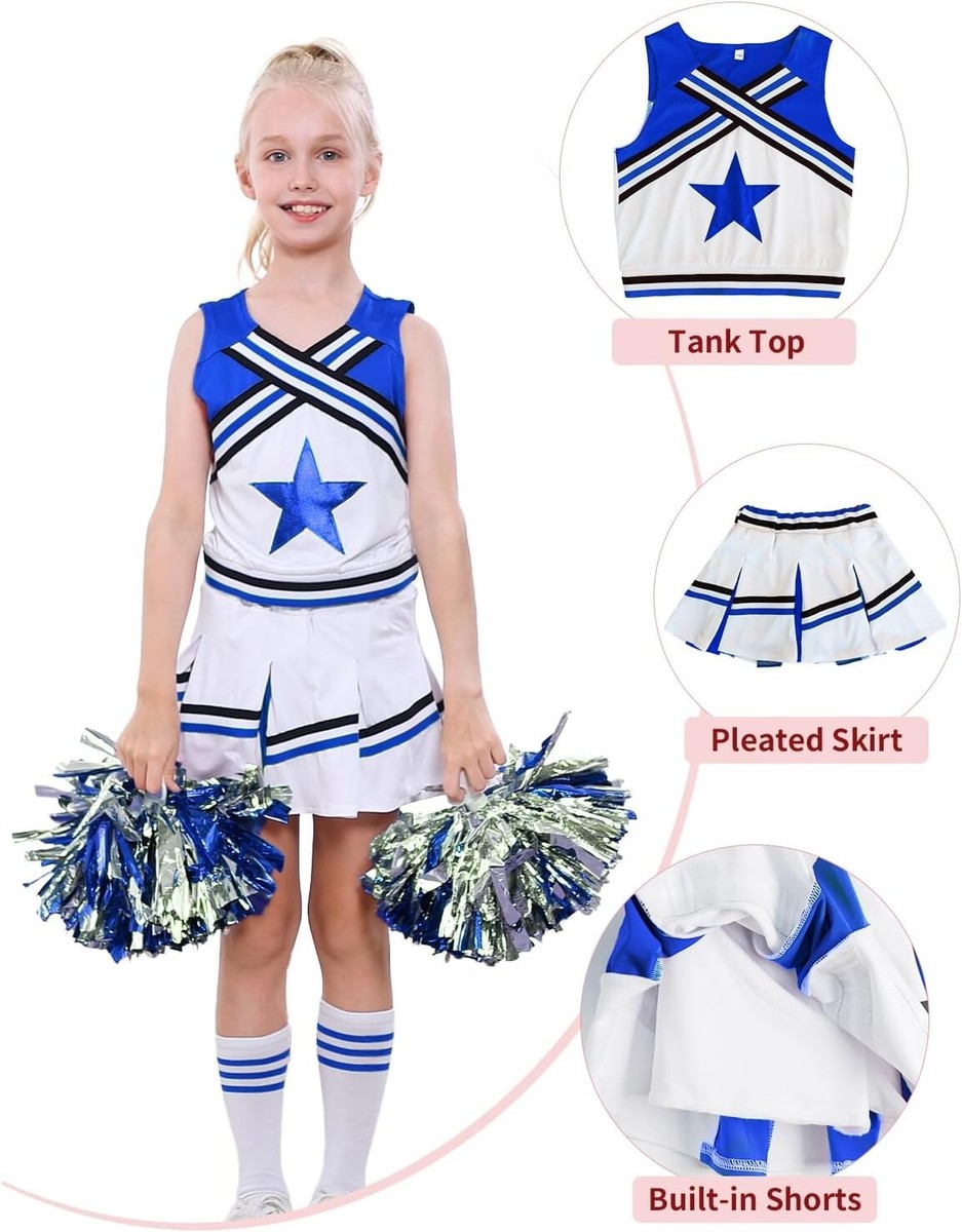 LOLANTA Cheerleader kostuum kinderen, cheerleading outfit meisjes met pompons (12-13 jaar, roze, dag 160