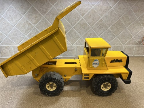 Vintage Buddy L Mack Dump Truck Hydraulic Big Buddy Yellow Steel 20” X 10” X 8” - Picture 2 of 5
