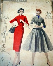 LOVELY VTG 1950s DRESS BUTTERICK Sewing Pattern 12/30