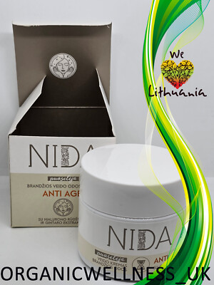 NIDA Anti-Age Pflege Gesichtscreme 100% Bio Bernstein Extrakt + Hyaluron 50ml.