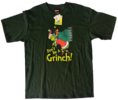 Vintage Dr Suess How The Grinch Stole Christmas T-Shirt Sz Large 2001 NWT Green