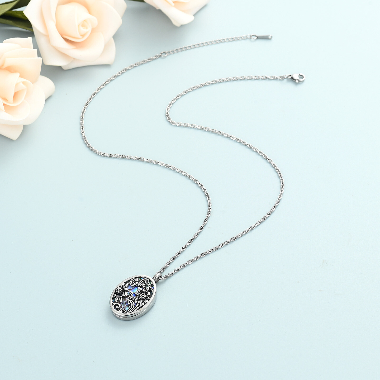 Vintage Sunflower Urn Pendant Memorial Necklace Cremation Ashes Jewellery Charm