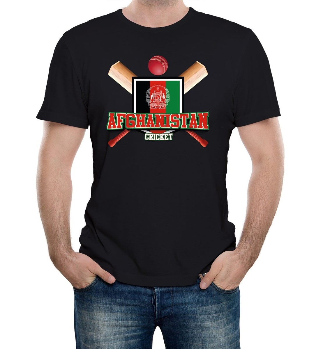 Mens Afghanistan Cricket Supporter Flag T-Shirt World Cup Twenty Test Match