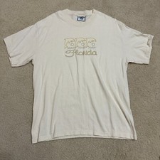 VTG Lee Shirt Men's Large Beige White Tee Florida Dolphins Travel Made in USA