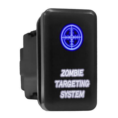 ZOMBIE TARGETING SYSTEM Blue/White Tall Push Button 1.54''x 0.83'' (Fit: Toyota)