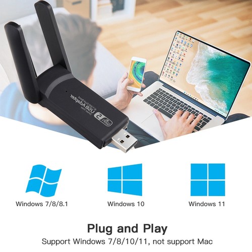 1300Mbps USB WLAN Adapter 2.4G/5G Dual Band Dongle WiFi Stick für PC Laptop - 第 1/8 張圖片