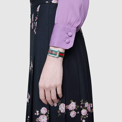 GUCCI YA147408 G-Frame Bee Motif Green & Red Dial 147.4 Series