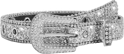 Western Rhinestone Belt for Women & Men, Studded Leather Cowgirl Cowboy Bling