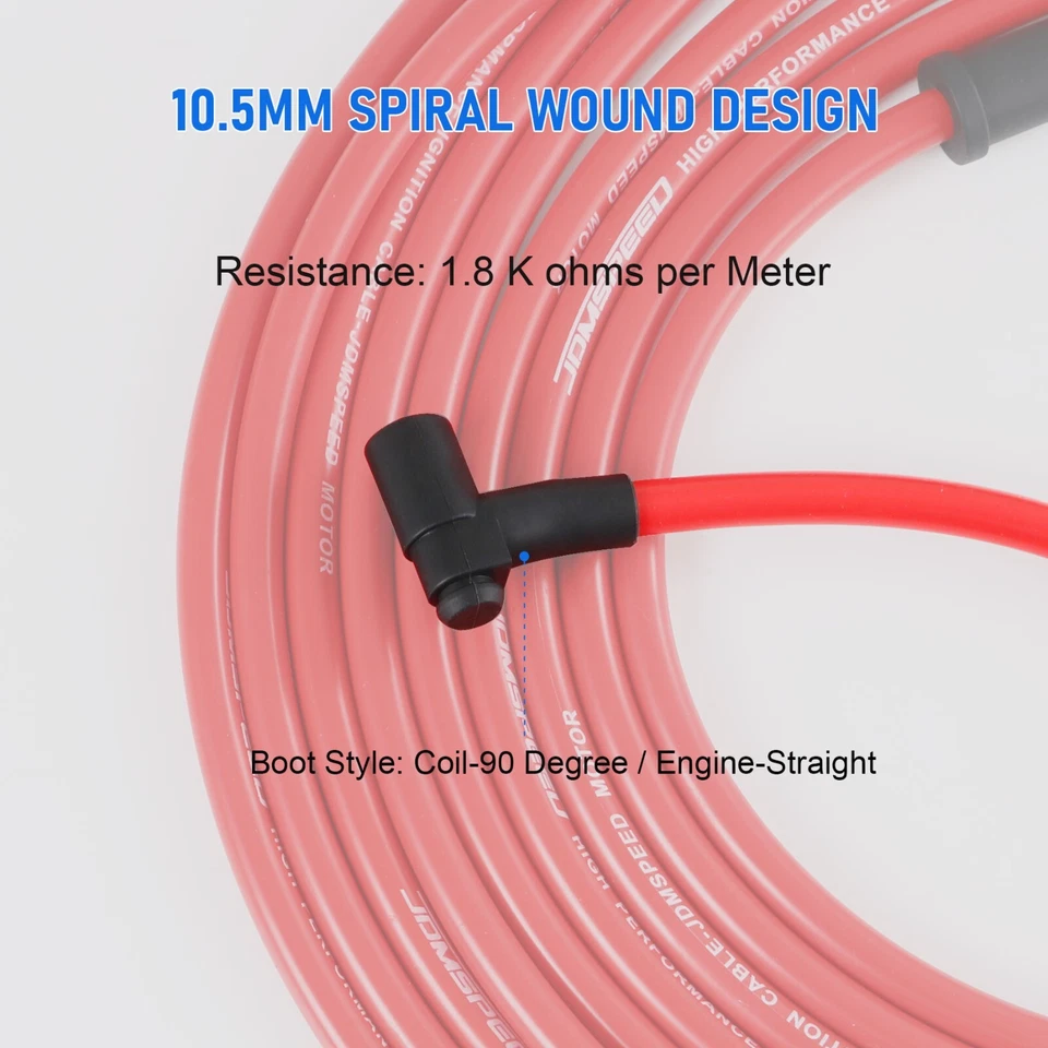 Juego de cables de bujía HEI 90 a rectos para Chevy SBC BBC 350 383 400 454 V8 Foto 2 de 4